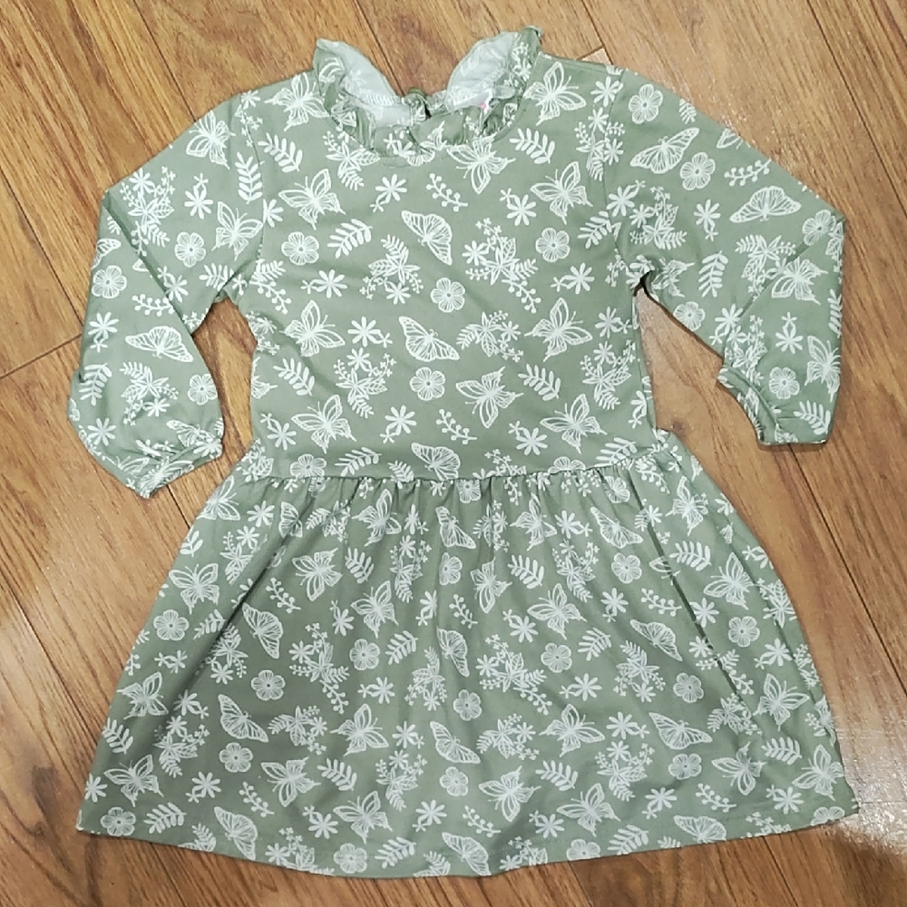 Floral Green Kids Casual Dress
